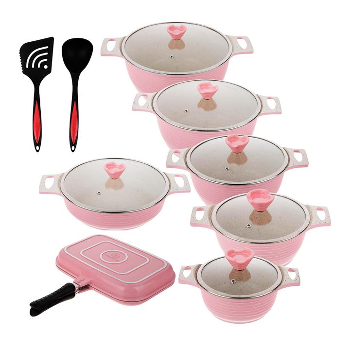 سرویس قابلمه 16 پارچه هوم کینگ مدل پلاس گرانیتا Homeking Granite Plus 16 Pcs Cookware Set